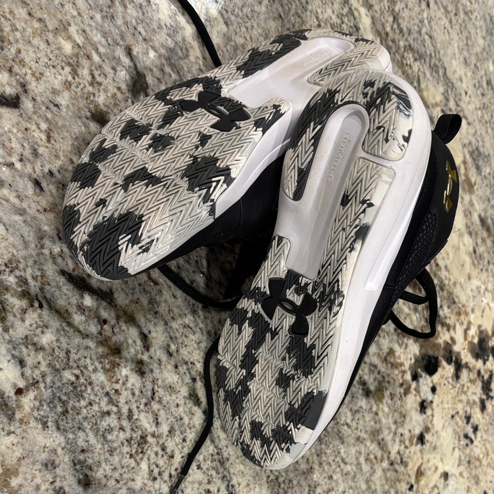 Youth Under Armour Black and White Athletic Shoes
